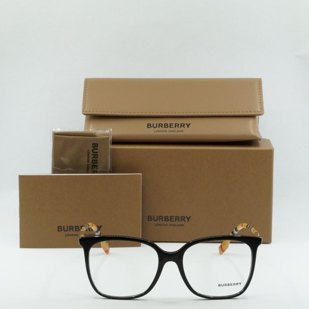 Burberry BE2367 3853 Square Eyeglasses 54mm - Black/Check Brown - Picture 3 of 7